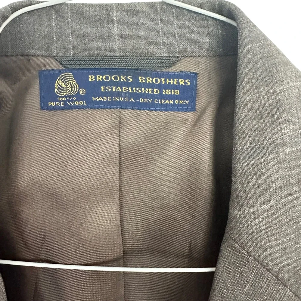 Brooks Brothers Blazer Mens 42R Gray Pinstripe Pure Wool 2Button Suit Jacket USA